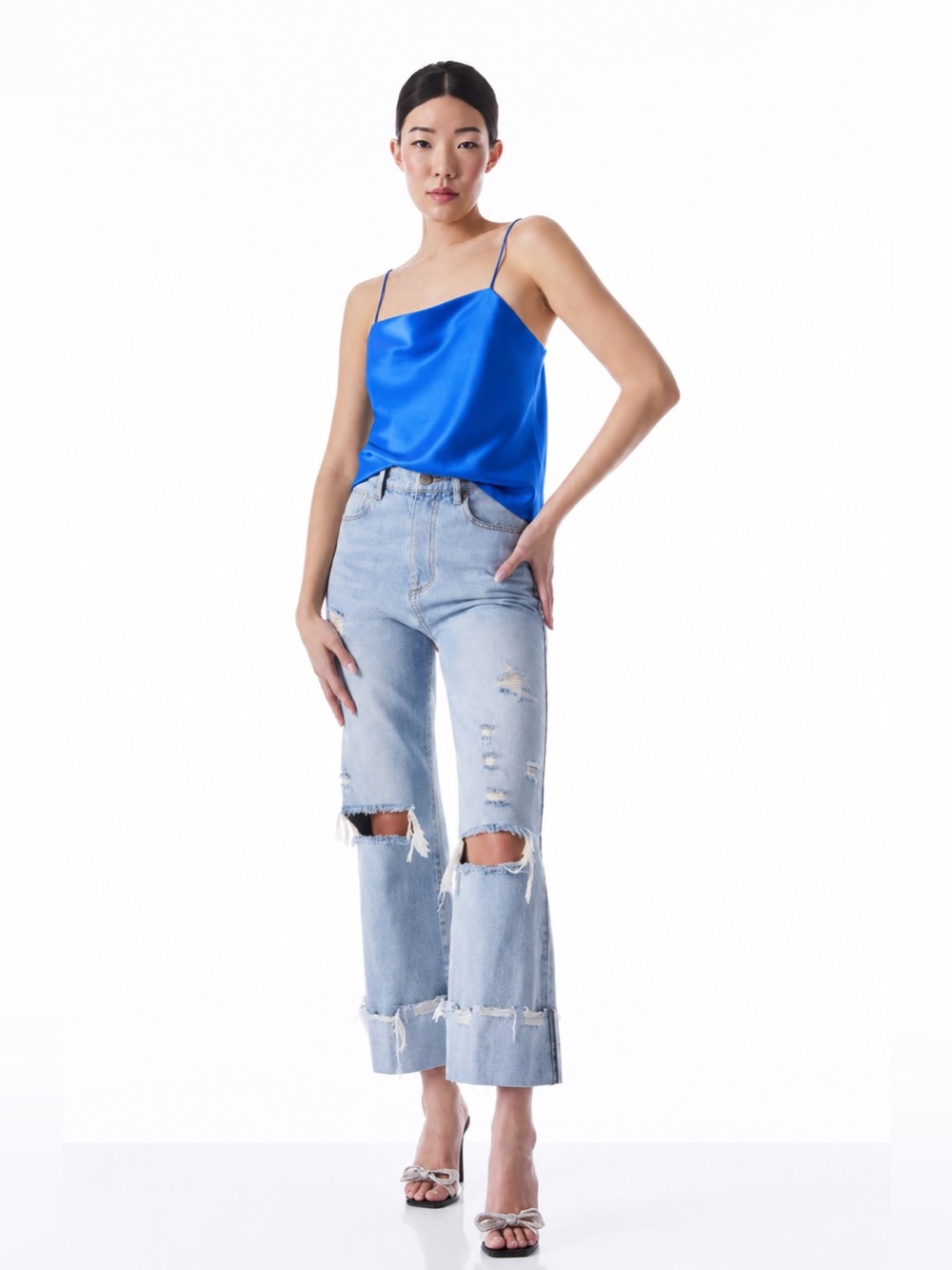 Alice + Olivia HARMON DRAPEY SLIP TANK